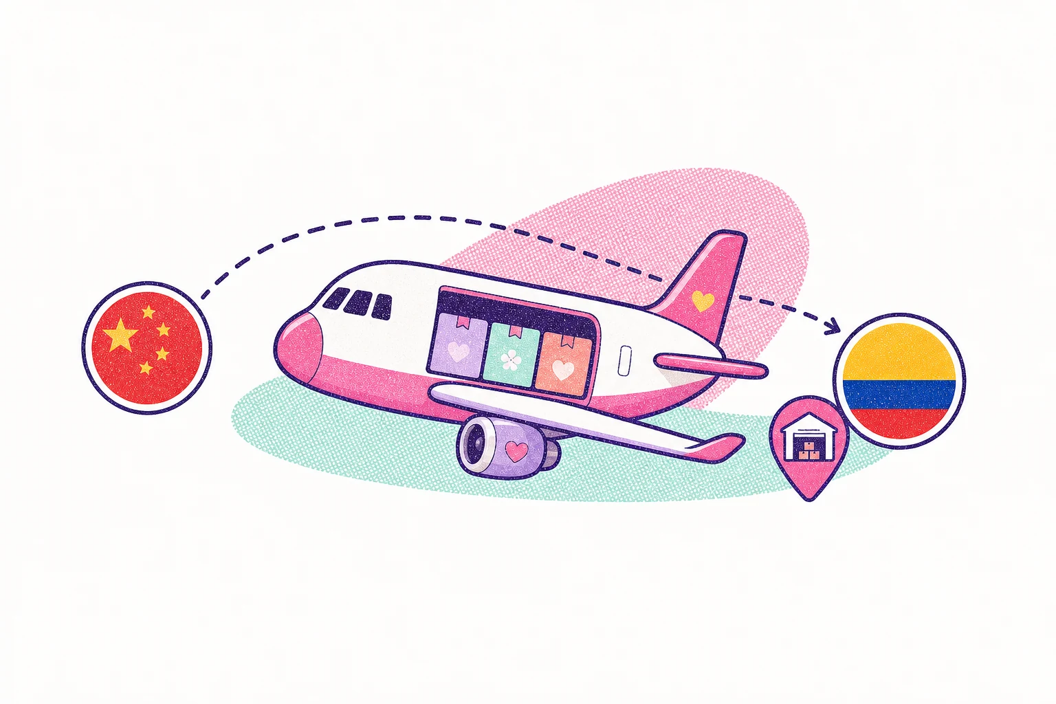 Ruta de importación desde China hasta la base de distribución en Colombia