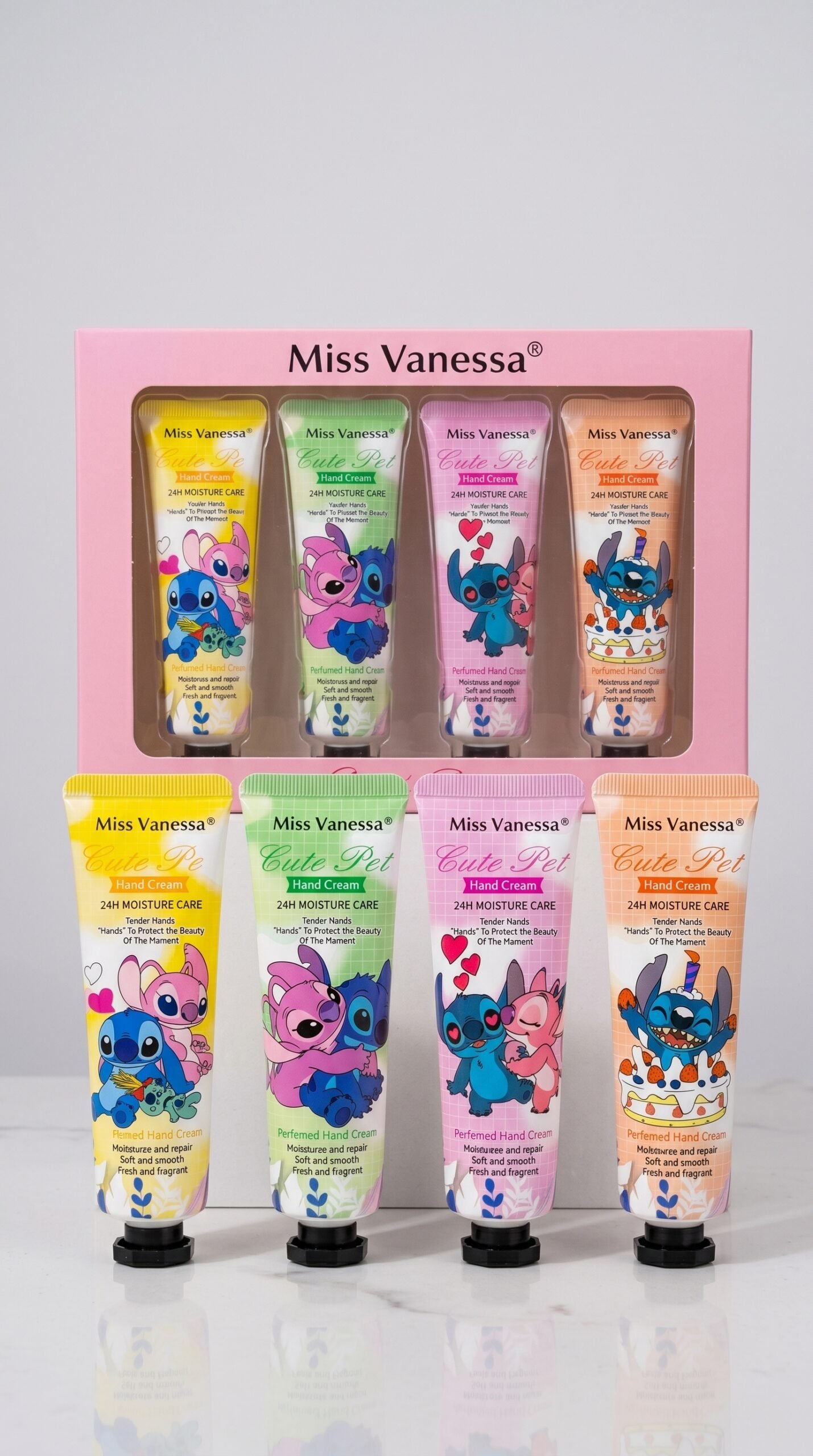 Set de 5 Cremas para Manos Stitch & Family Cute Pack 💖