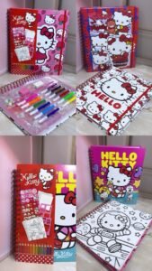 LIBRO ARGOLLADO PARA COLOREA R ( TIPO KIT ) HELLO KITTY