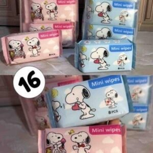 (16 UNIDADES ) 2 PAQUETES DEPAÑITOS HUMEDOS SNOOPY