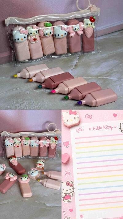ESTUCHE X 6 RESALTADOR HELLOKITTY