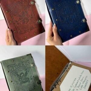AGENDA PORTADA DE CUERO CONBOCHES METALICOS 1A HARRYPOTTER