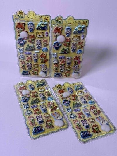 HOJA DE STICKERS COLITA DE GOMAX16 3D ZOOTOPIA