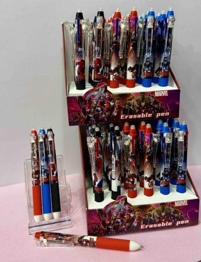 BOLIGRAFO 3 MINAS TINTA BORRABLESUPER HEROES ( ROJO,AZUL,NEGRO )