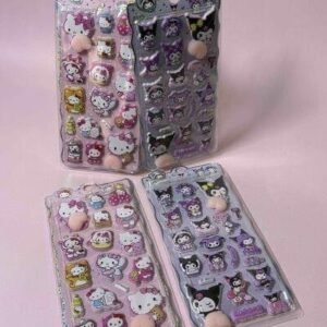 HOJA DE STICKERS COLITA DE GOMAX16 3D KELLO KITTY Y KUROMI