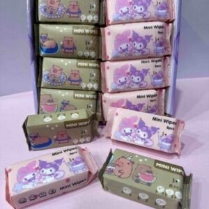 CAJA DE 16 PAQUETES PAÑITOS MINICAPIBARA Y SANRIO