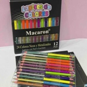 CAJA DE COLORES DOBLE PUNTA X24COLORES 12 METALIZADOR Y 12 NEON