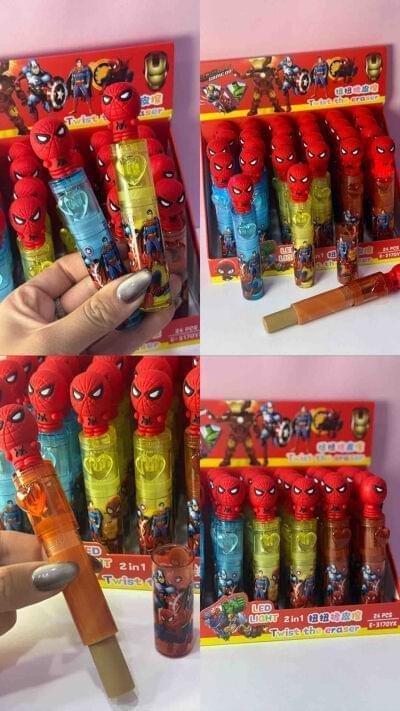 BORRADOR TIPO LABIAL CON LUZSPIDERMAN