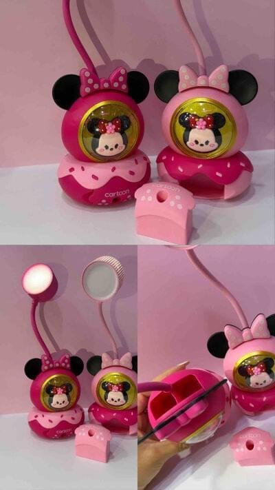 LAMPARA DE MINNIE CON TAJALAPIZ YPORTA ESFERO ( DOBLE LUZ ALTA YBAJA )