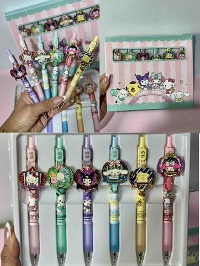 ESTUCHE DE COLECCIÓN SANRIO X6BOLIGRAFOS METALICOS CON PIN