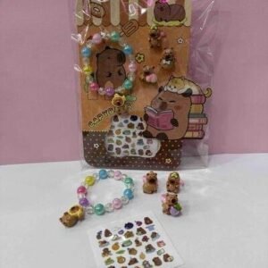 KIT PARA NIÑA CAPIBRA (PULSERA,3ANILLOS,STICKERS PARA UÑAS)