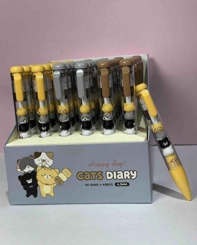 BOLIGRAFO CABEZITAS GATOS TINTANEGRA RETRACTIL