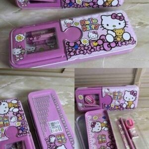 CARTUCHERA METALICA KIT HELLOKITTY CONLAPIZ,BORRADOR,TAJALAPIZ,REGLA
