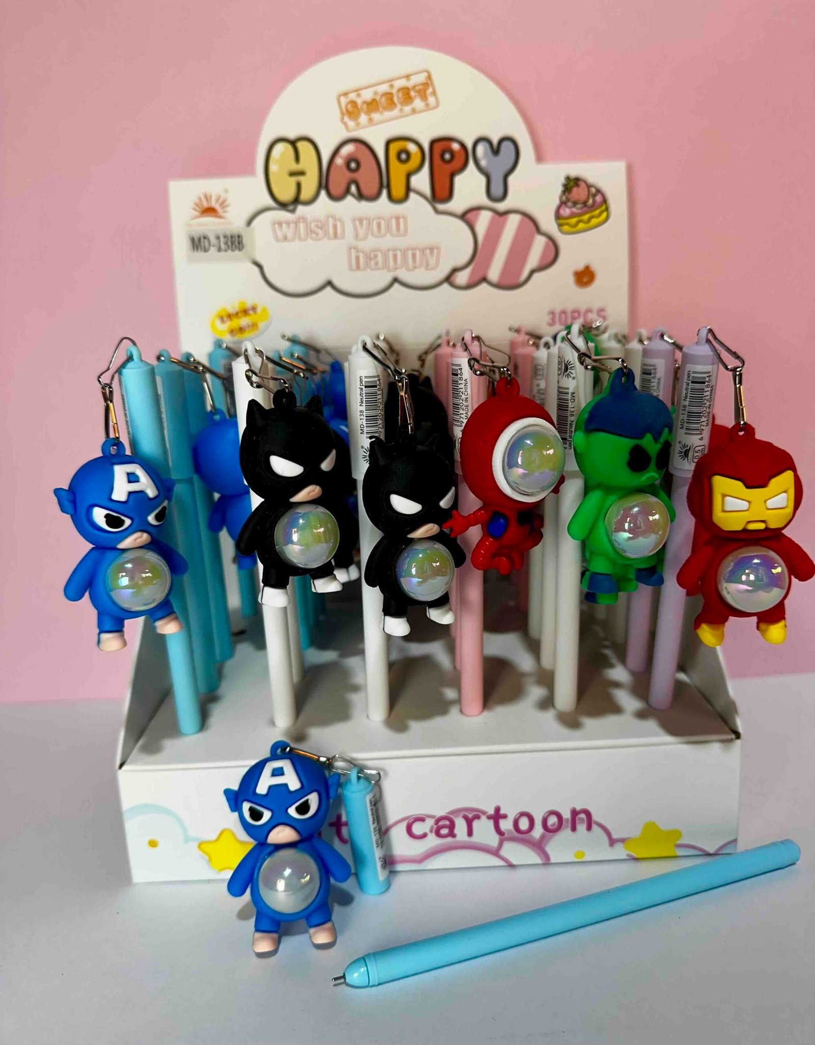 BOLIGRAFO LLAVERO CON LUZ INTERMITENTE SUPER HEROES