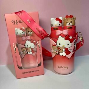 TERMO HELLO KITTY 550 ML EN ACERO INOXIDABLE CON DOBLE ORIFCIO PARA TEMPERATURA FRIA O CALIENTE