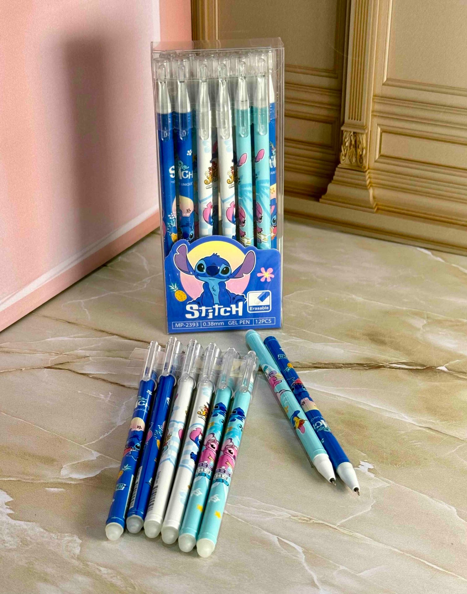 CAJA X12 BOLIGRAFO TINTA NEGRA BORRABLE STITCH