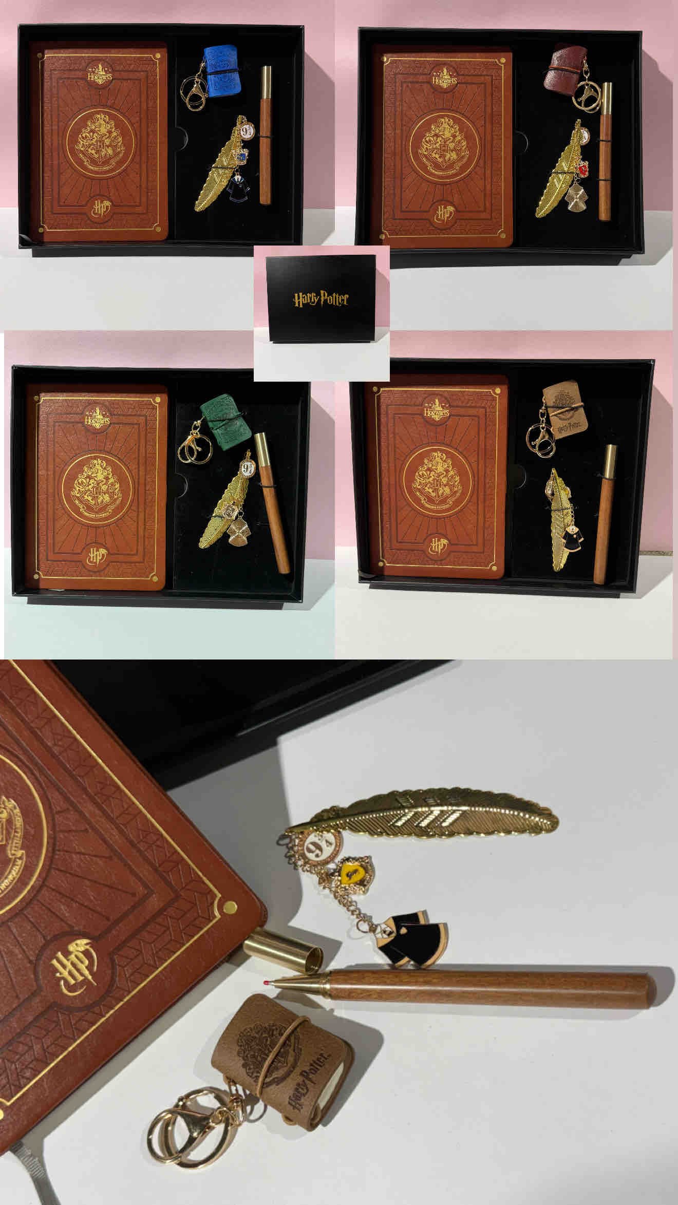 KIT CAJA HARRY POTTER (AGENDA,LLAVERO,SEPARADOR DE LIBRO,BOLIGRAFO)