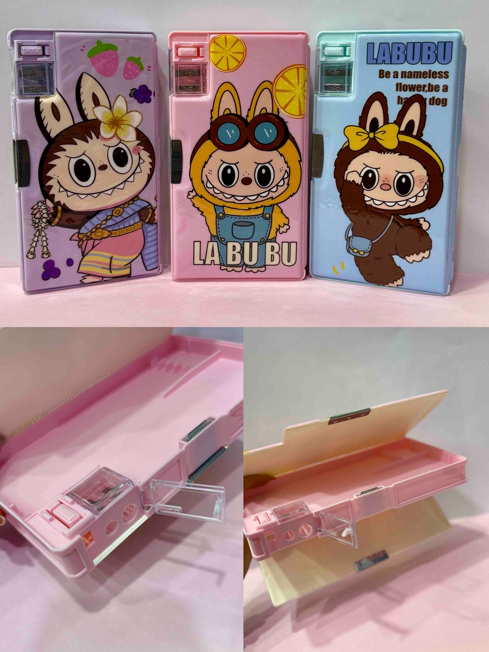 CARTUCHERA LA BUBU TIPO CAJITA CON DOBLE COMPARTIMIENTO CON TAJALAPIZ