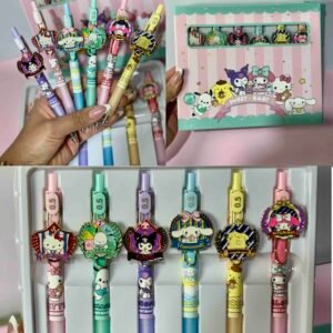 ESTUCHE DE COLECCIÓN SANRIO X6 BOLIGRAFOS METALICOS CON PIN
