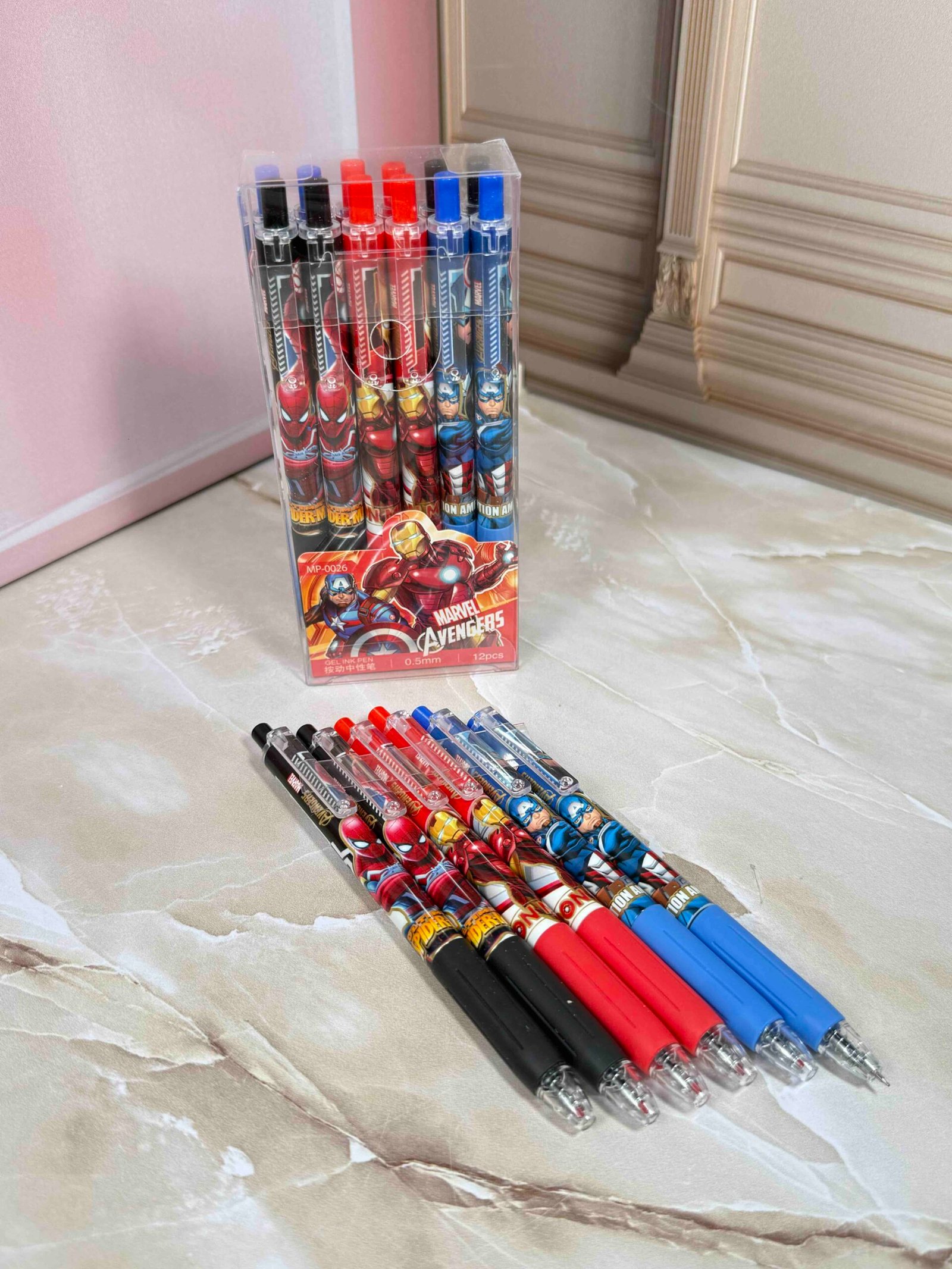 CAJA X12 BOLIGRAFO 0.5 TINTA NEGRA SUPER HEROES