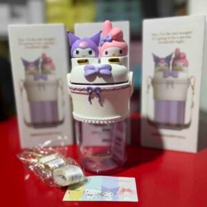 3 TERMOS PLASTICOS DOBLE CHUPO HELLO KITTY NEGRO