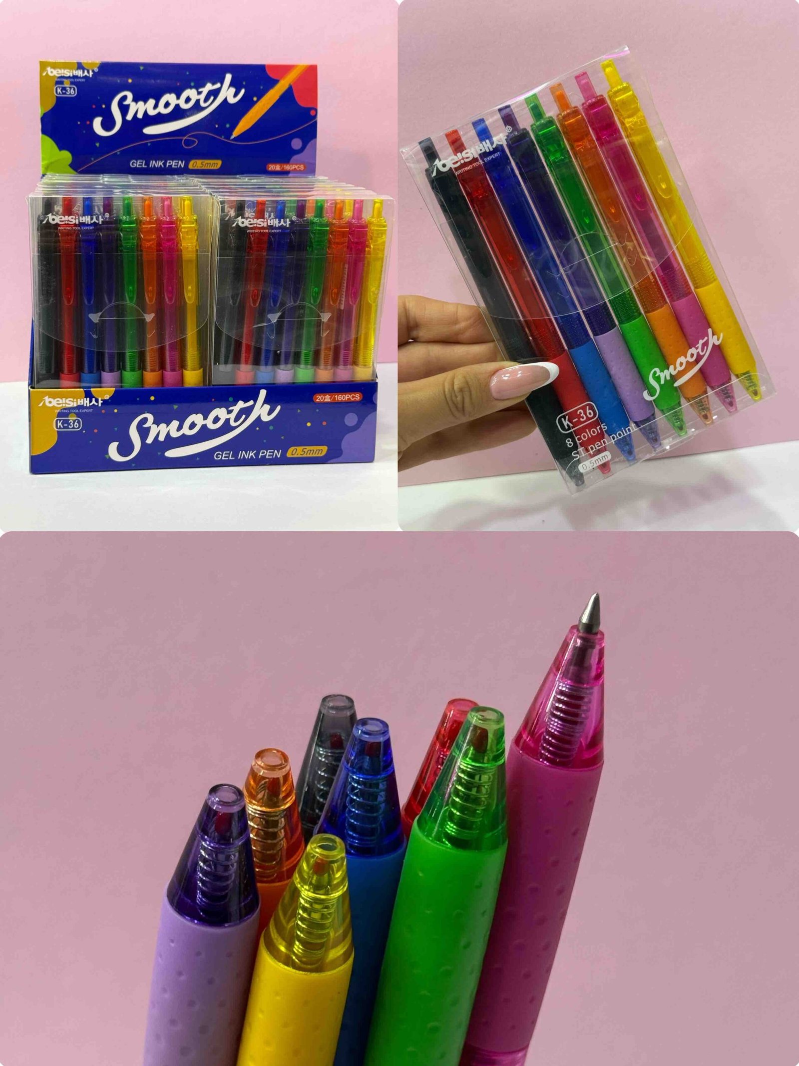 BOLIGRAFO GEL RETRACTIL X8 EN COLORES 0.5 MM