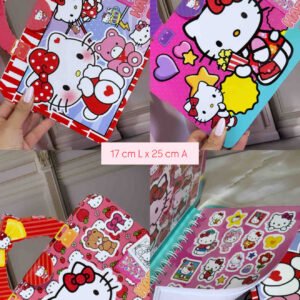 LIBRO TIPO BOLSO CON STICKERS Y HOJAS PARA COLOREAR HELLO KITTY