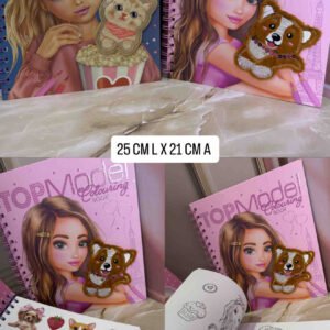 LIBRO ARGOLLADO GIRL DOG CON HOJA DE STICKERS ( MASCOTAS ) Y HOJAS PARA COLOREAR