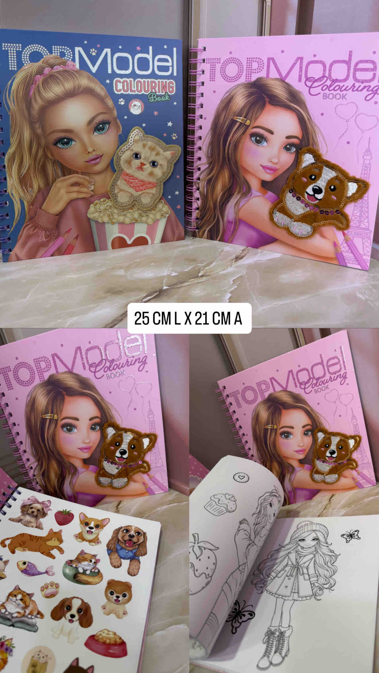 LIBRO ARGOLLADO GIRL DOG CON HOJA DE STICKERS ( MASCOTAS ) Y HOJAS PARA COLOREAR