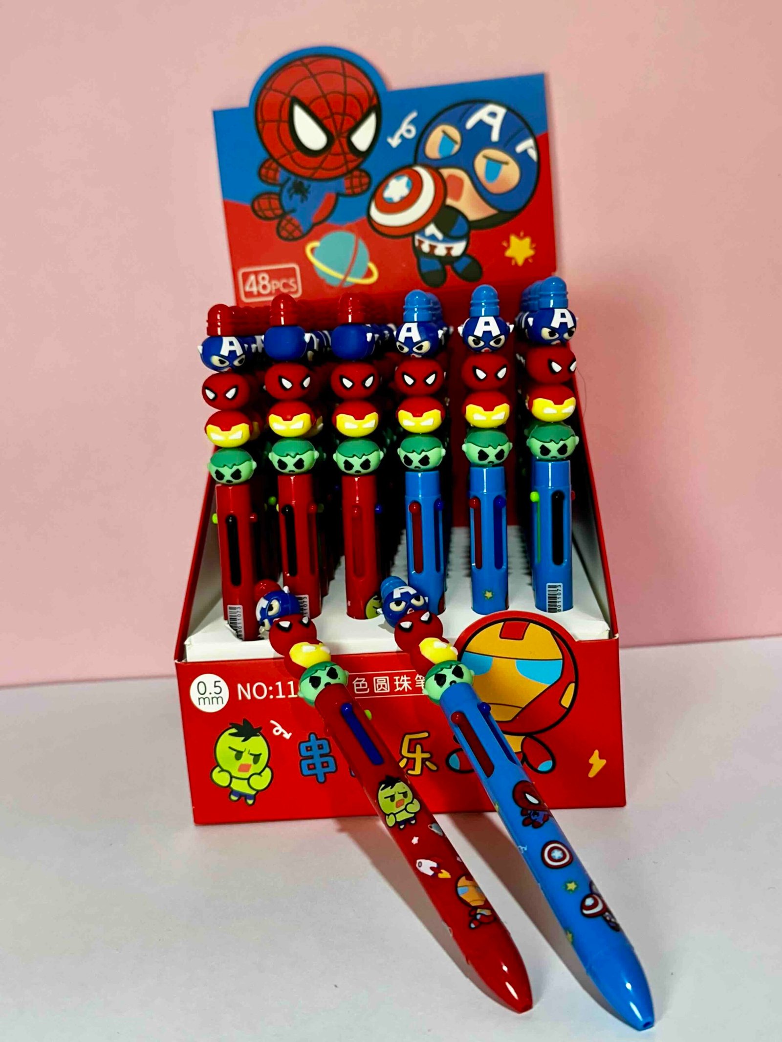 BOLIGRAFO 4 MINAS CON CABEZA GIRATORIA SUPER HEROES