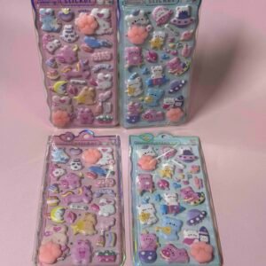 HOJA DE STICKERS 3D COLITA DE GOMA X16 KAWAII