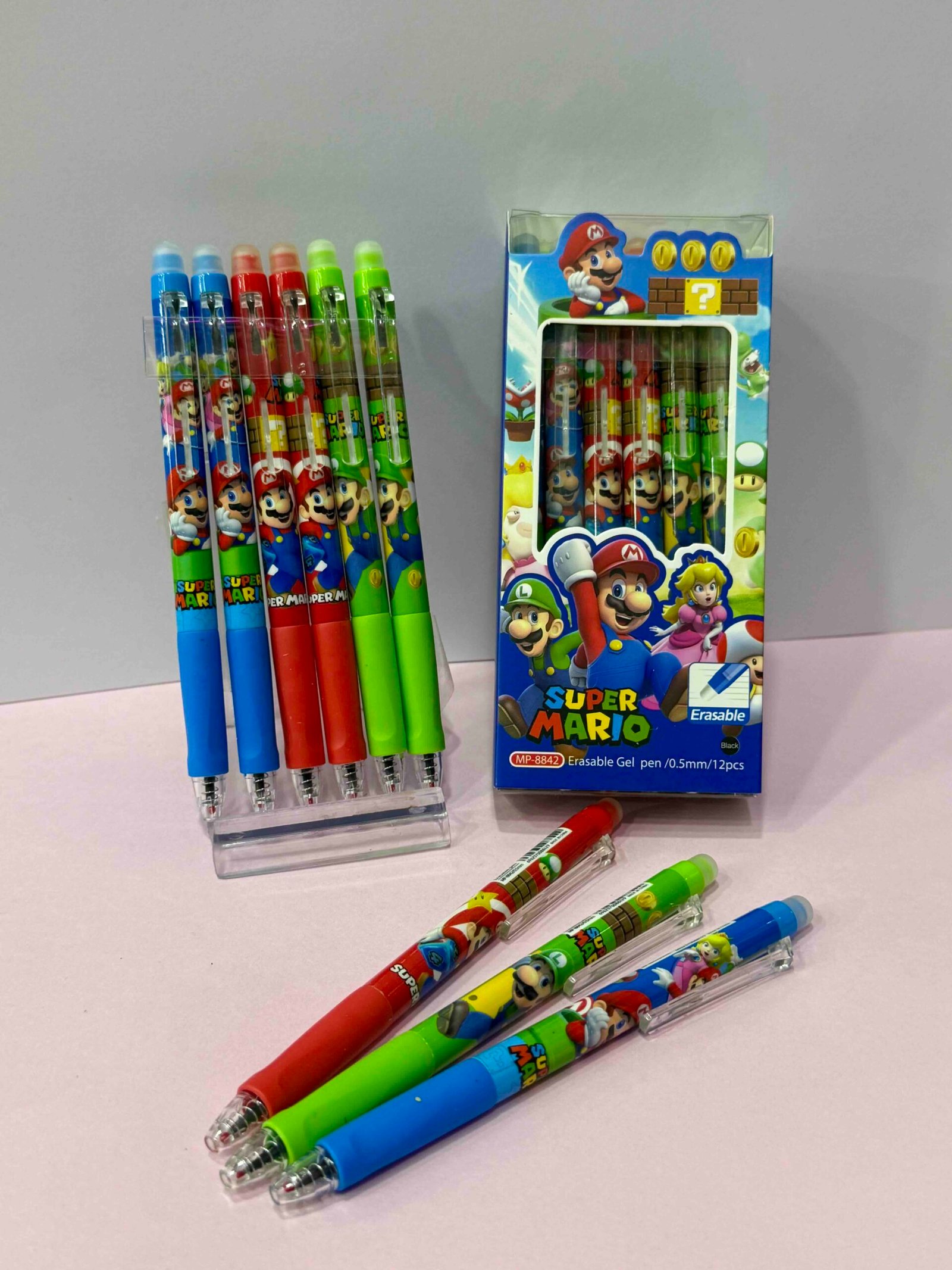 CAJA X12 BOLIGRAFO TINTA BORRABLE SUPER MARIO