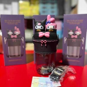 3 TERMOS PLASTICOS DOBLE CHUPO HELLO KITTY NEGRO