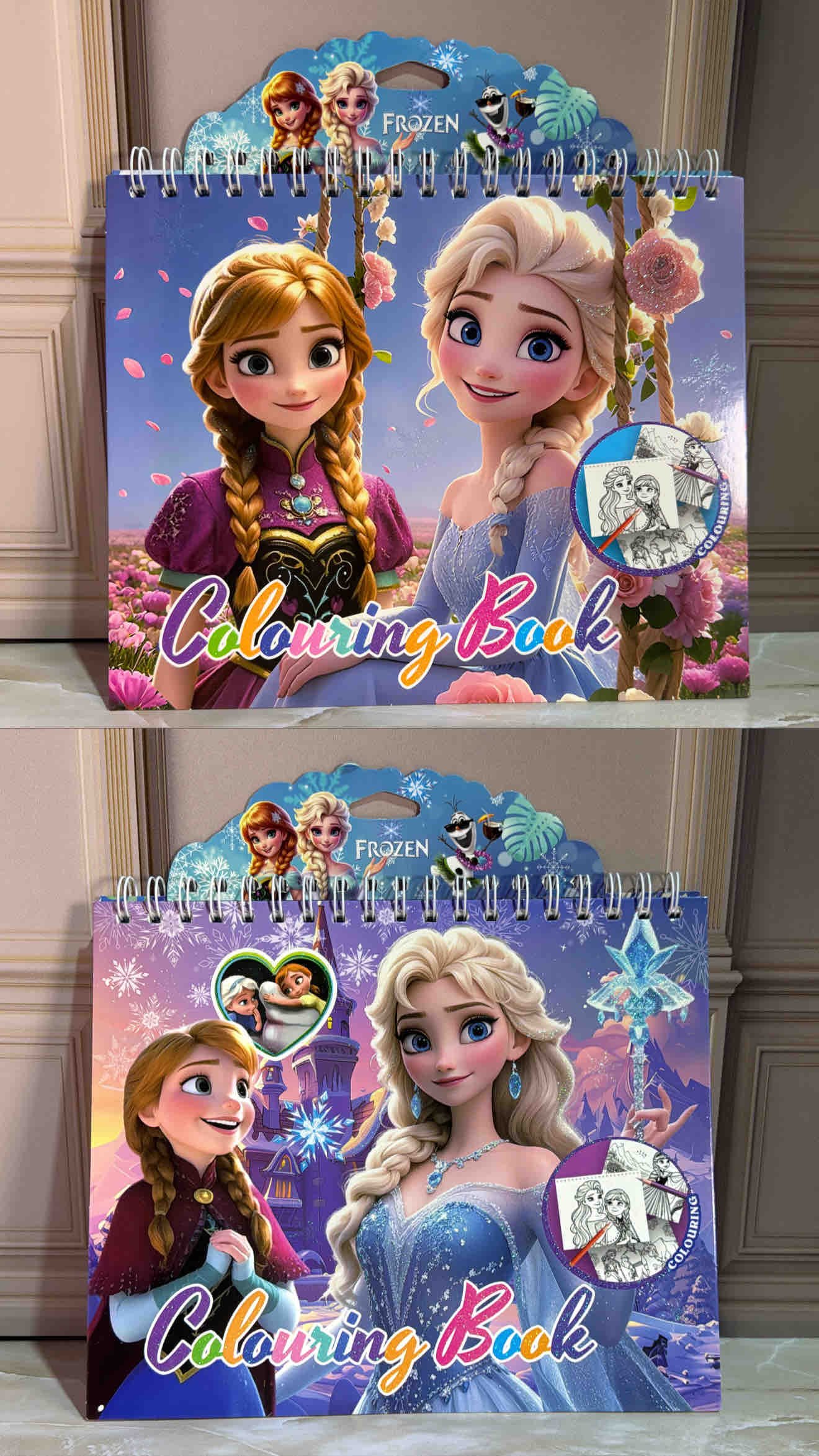LIBRO PARA COLOREAR CON HOJAS DE STICKERS FROZEN