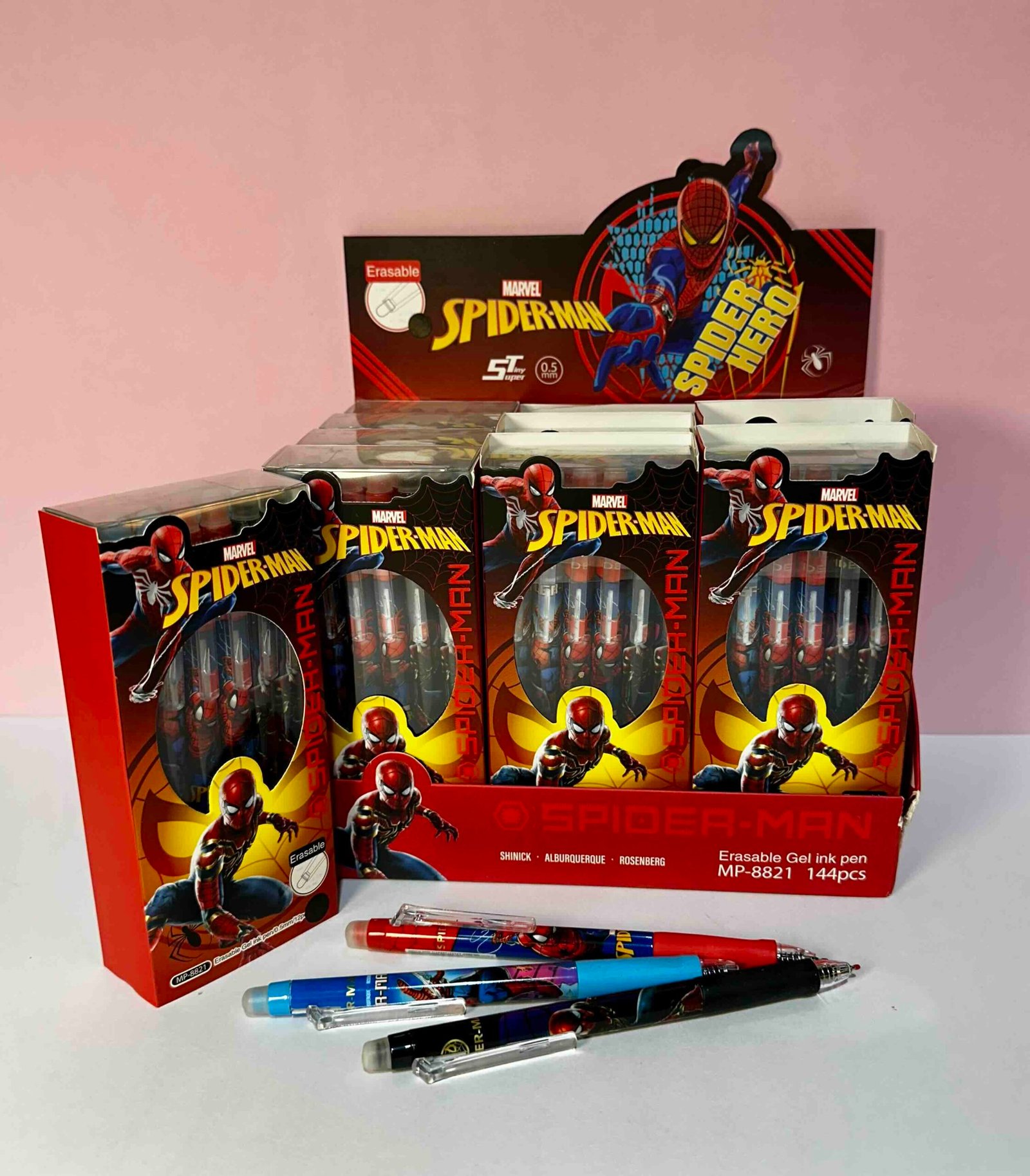CAJA X12 BOLIGRAFO TINTA BORRABLE NEGRA / SPIDERMAN