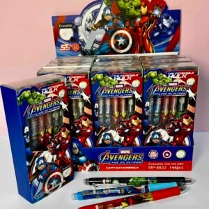 CAJA X12 BOLIGRAFO TINTA BORRABLE NEGRA / SUPER HEROES