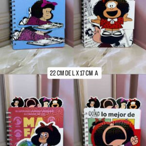 CUADERNO-AGENDA ARGOLLADO CON 4 SEPARADORES Y HOJAS PERSONALIZADAS DE MAFALDA