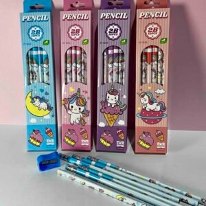 CAJA DE LAPIZ X12 UNICORNIO CON TAJALAPIZ