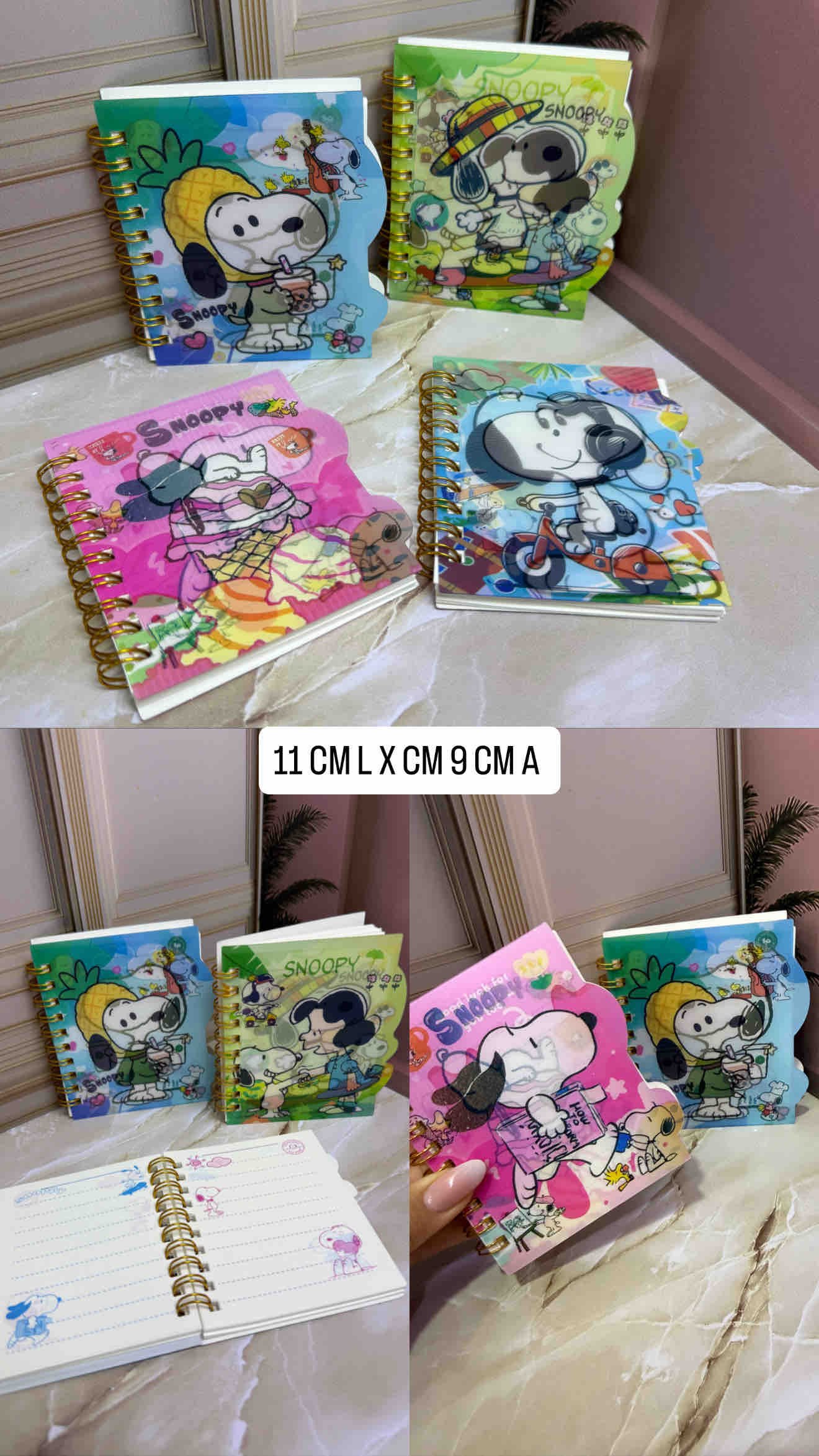 AGENDA MINI ARGOLLADA CON PORTADA HOLOGRAMADA SNOOPY