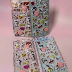 HOJA DE STICKERS COLITA DE GOMA X16 3D SNOOPY