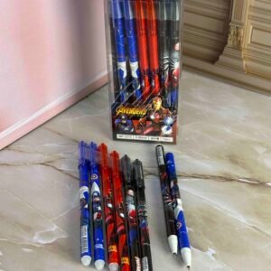 CAJA X12 BOLIGRAFO TINTA NEGRA BORRABLE SUPER HEROES
