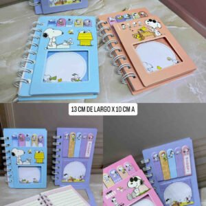 AGENDA CON PORTADA DE NOTAS ADHESIVAS SNOOPY