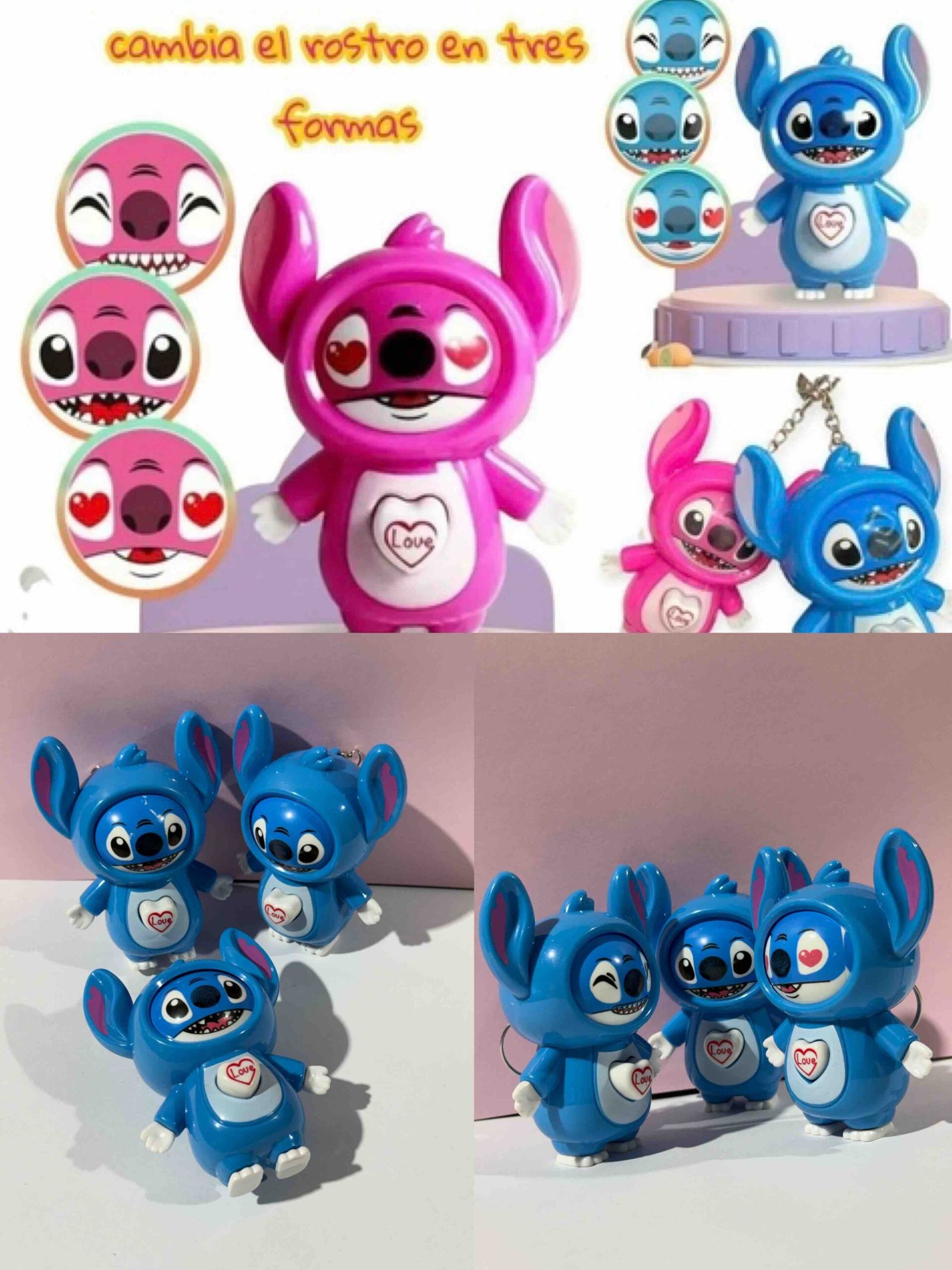 LLAVERO CON CABEZA QUE GIRA STITCH DISPONIBLE SOLO AZUL