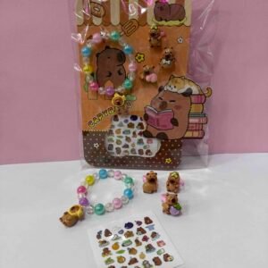 KIT PARA NIÑA CAPIBRA (PULSERA,3 ANILLOS,STICKERS PARA UÑAS)