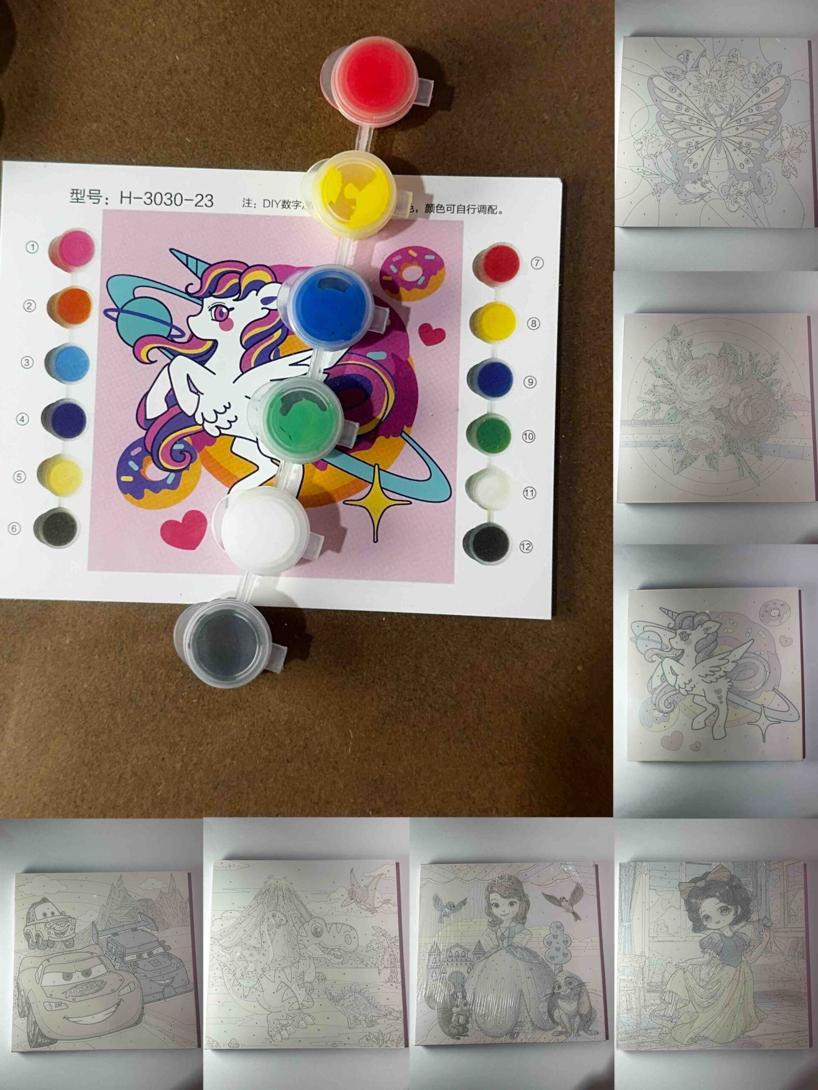 JUEGO DE LIENZO TEMPERAS POR NUMERACION MODELOS SURTIDOS