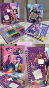 LIBRO ARGOLLADO PARA COLOREAR ( TIPO KIT ) GUERRERAS K-POP
